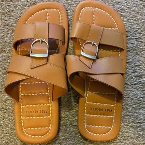 Free People Brown Sandals with Silver Buckle - Size 9 - Like New